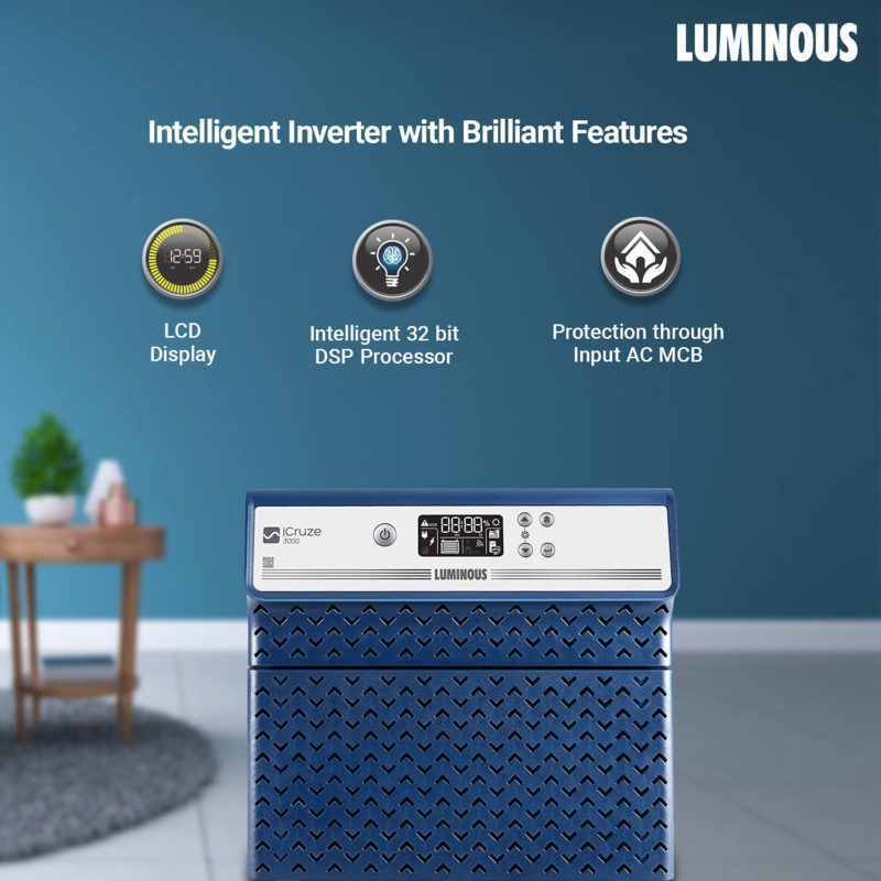 Luminous iCruze 3000 2.8 KVA 2240W Pure Sine Wave Super Inverter for Home, Office, and Shops (Dark Blue) - Image 6